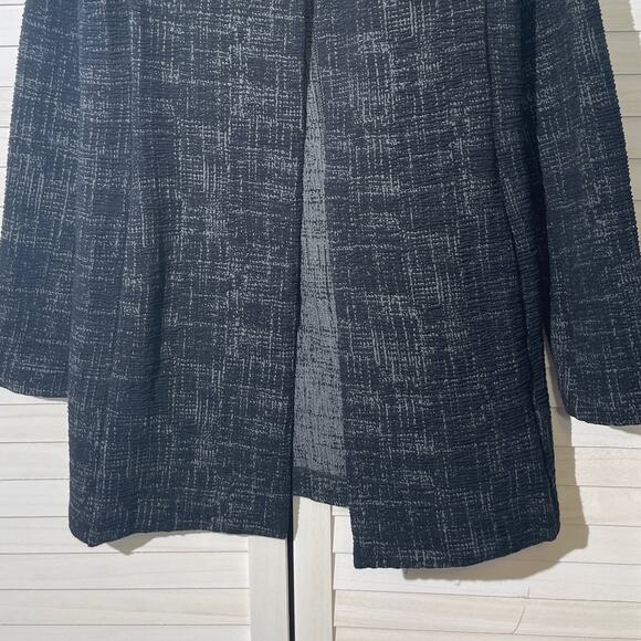 Eileen Fisher Round Neck Jacket in Gray Crosshatch Textured Cardigan XS - Picture 6 of 8